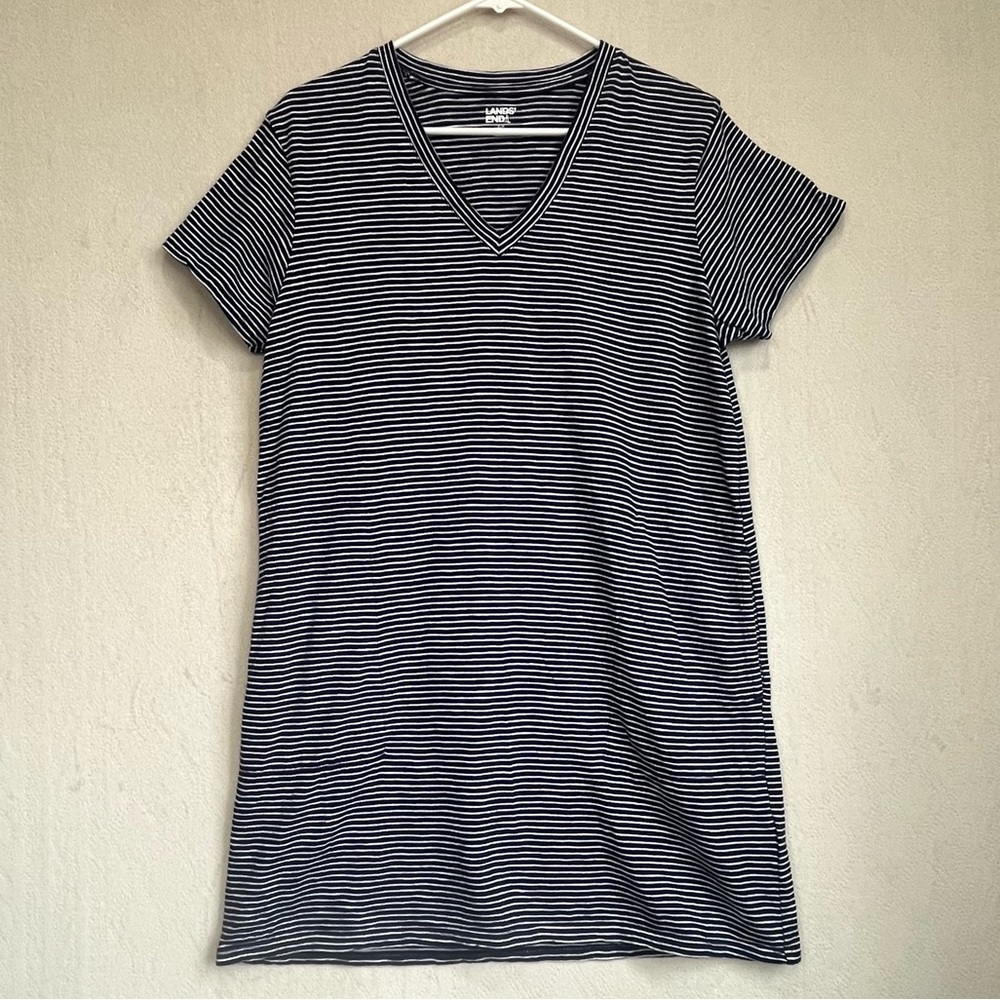 Lands' End Blue Stripes Nautical Shift Dress Sz S